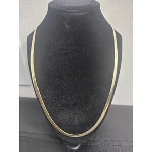 24in. 14k Gold-Plated on brass- 5mm Herringbone Chain Necklace w/pouch